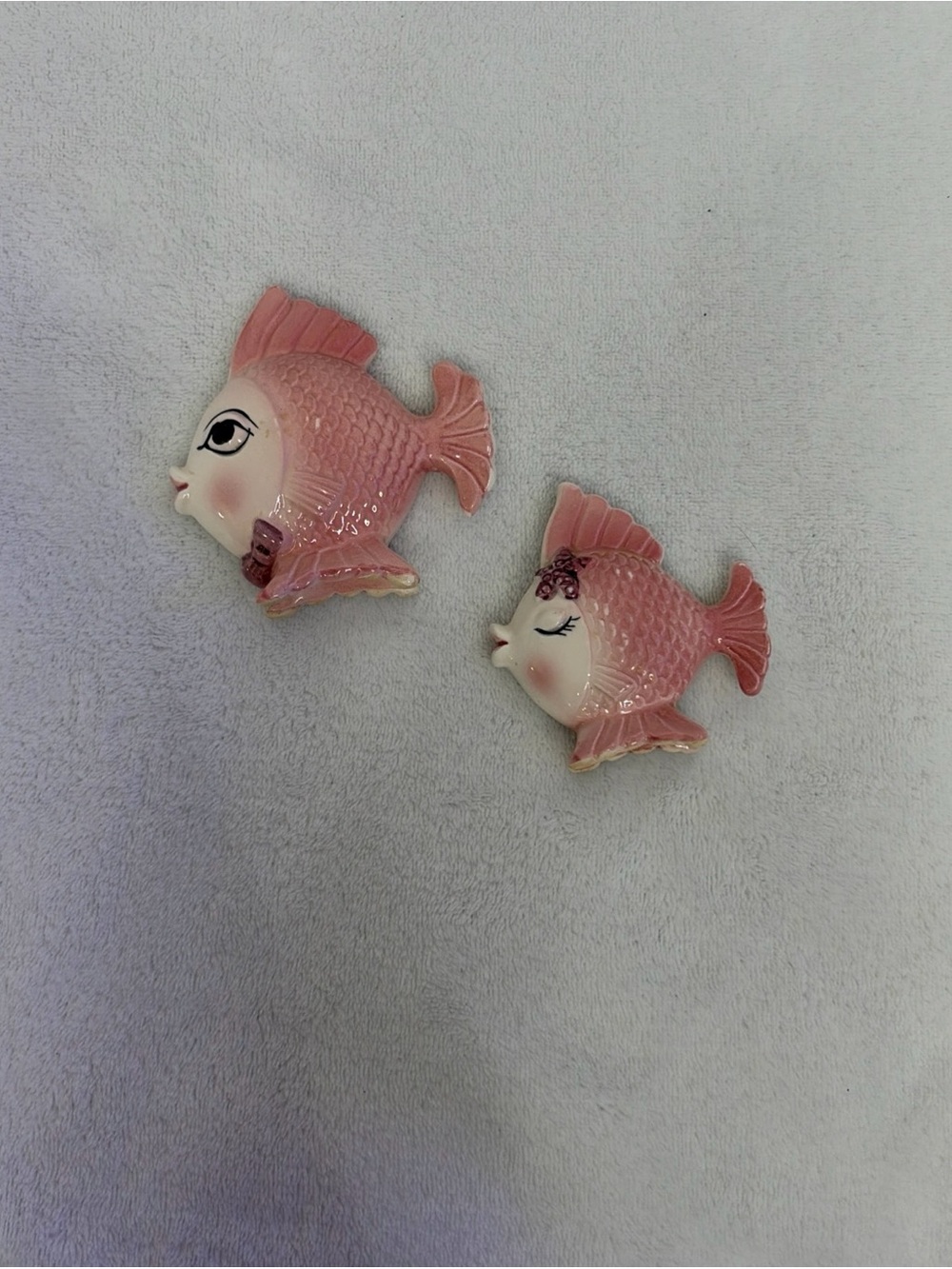 Pink Ceramic Fish Pair - Decorative Aquarium Accent by Bradley 1960
